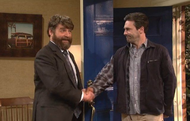 This two-parter revolved around Zach Galifianakis hosting a public access show. First we got to see the awkward, anger-prone host run through the show in real time; then the episode ended with the finished product, inserted Jon Hamm appearances and everything.